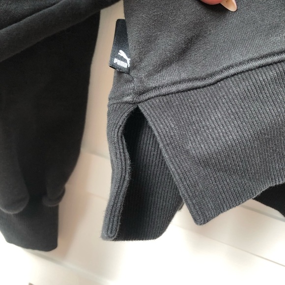 Puma black semi crop sweatshirt athletic wear v neck black L - Picture 4 of 7